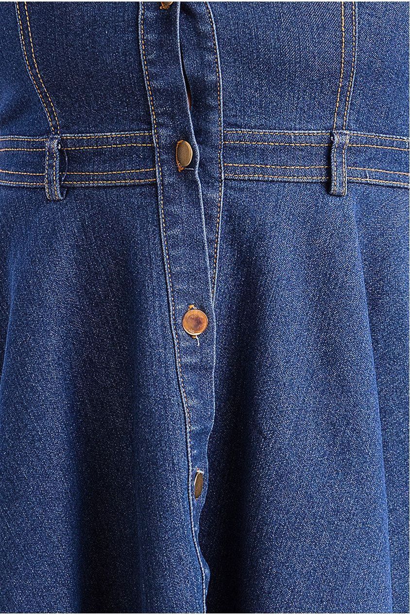 Goddiva Denim Sleeveless High And Low Midaxi Dress - Navy Denim