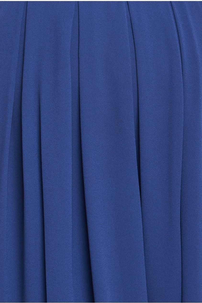 Goddiva Crochet & Pleated Top High Low Maxi Dress - Navy