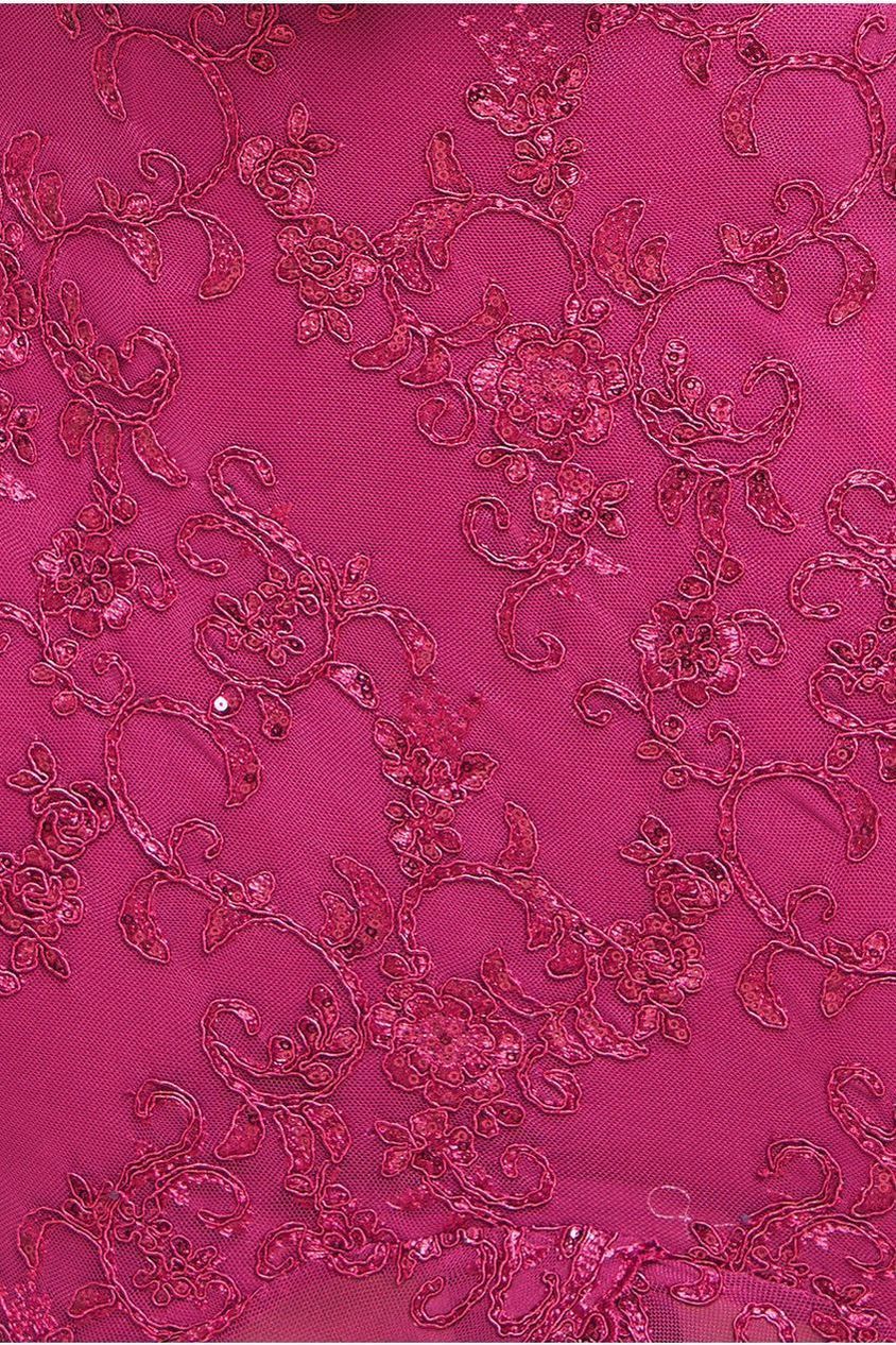 Goddiva Lace Scallop Edge Mermaid Maxi Dress - Burgundy