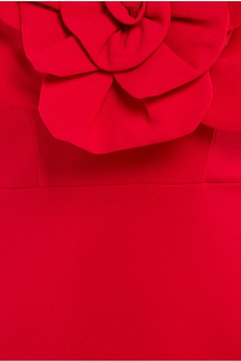 Goddiva Scuba Crepe Bandeau Rose Maxi Dress - Red