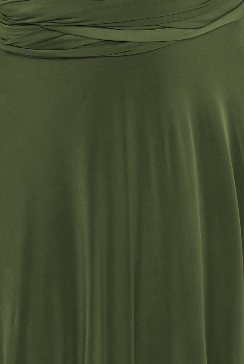 Goddiva Multiway Tie-Up Maxi Dress - Olive