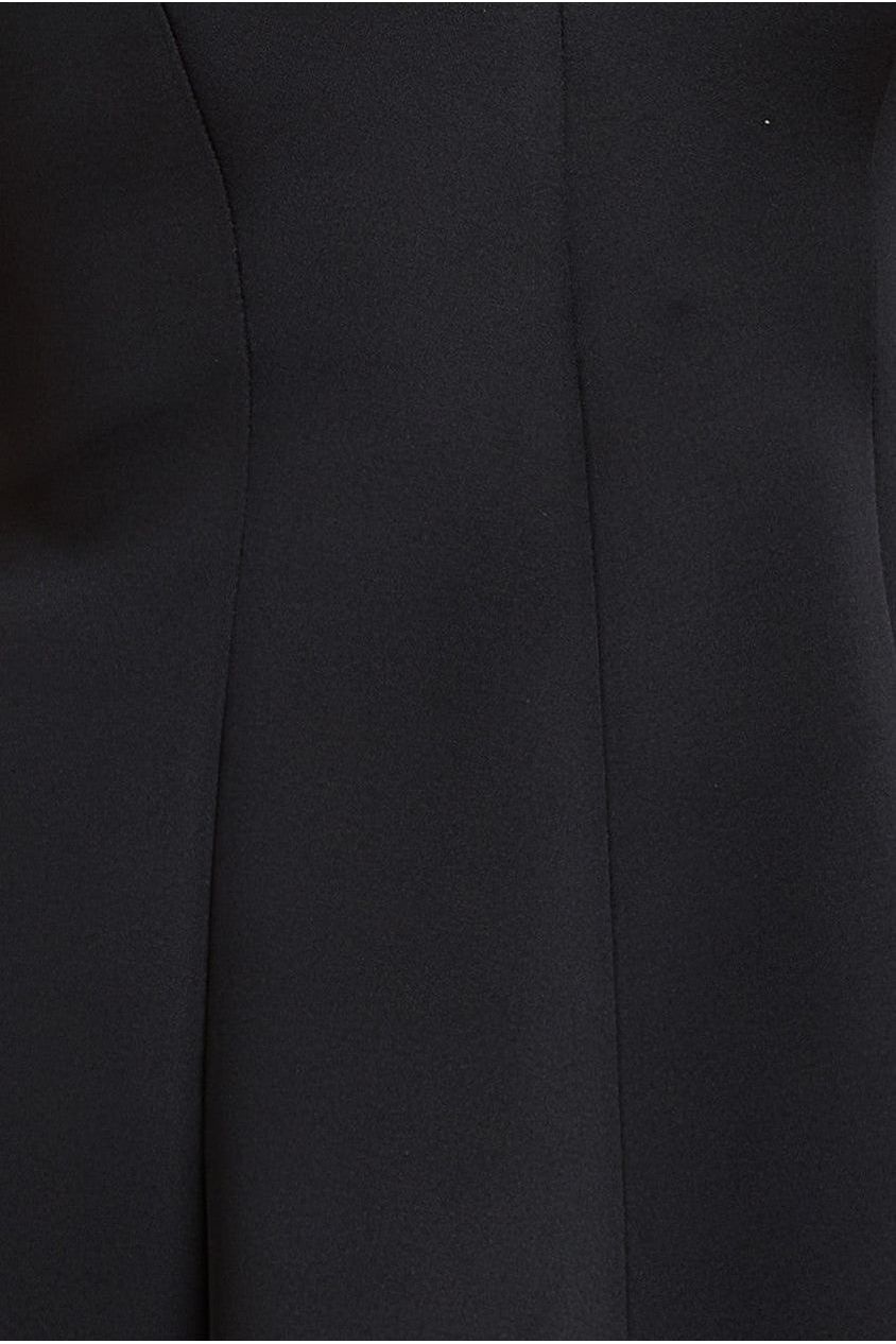 Goddiva Cap Sleeve Plunging V-Neckline A-line Midi Dress - Black