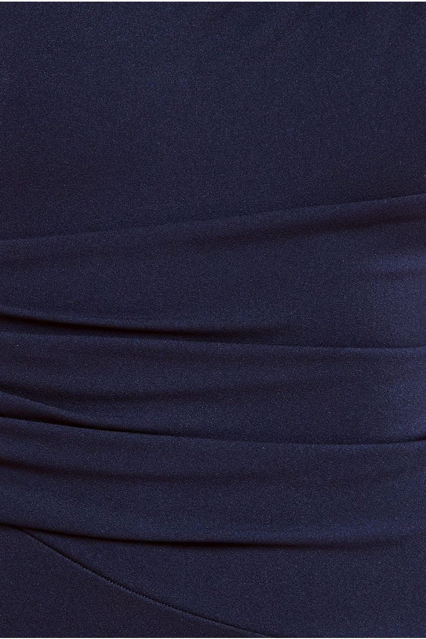 Goddiva Scuba Crepe Asymmetric Neck Midi Dress - Black