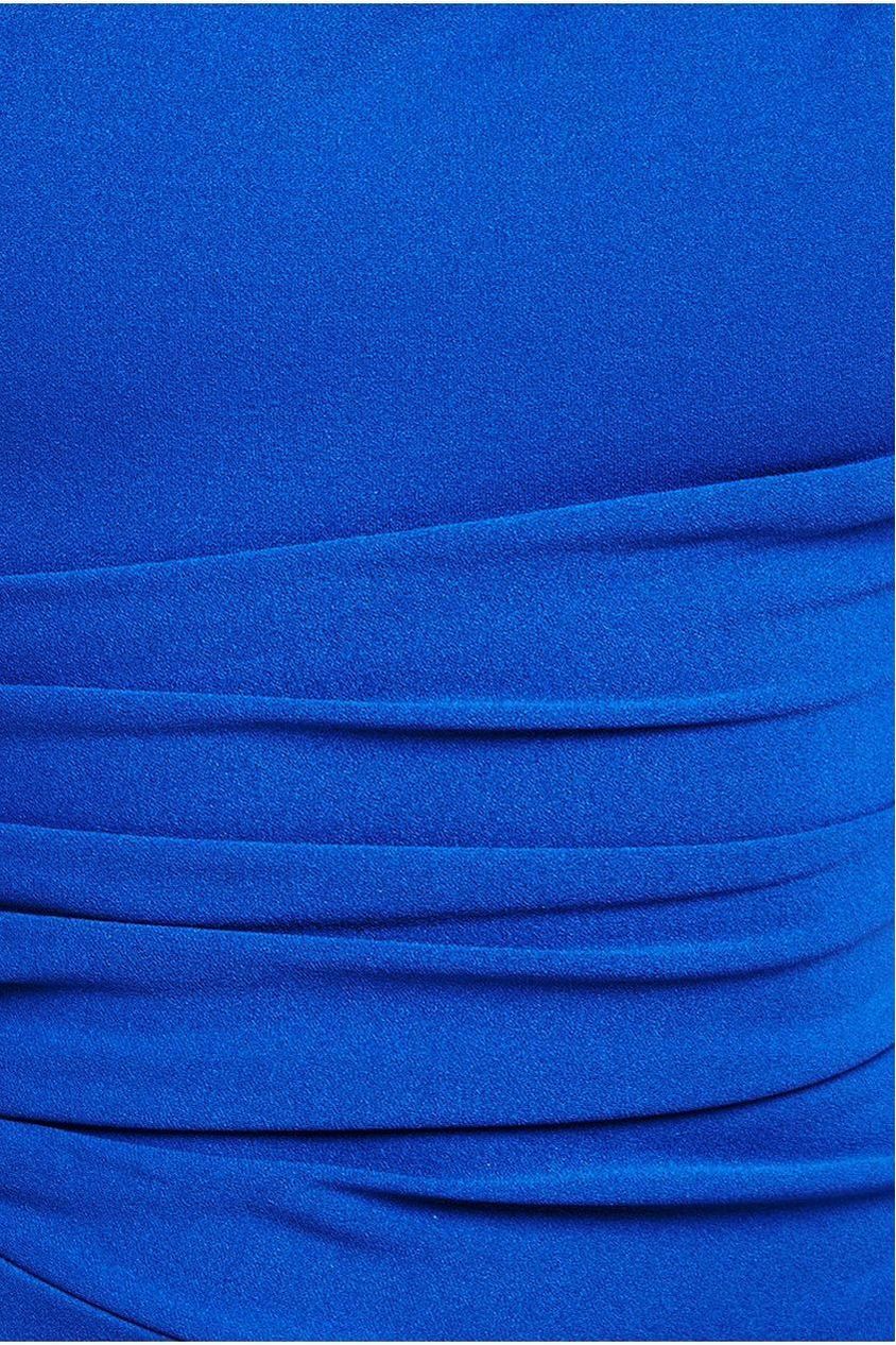 Goddiva Scuba Crepe Asymmetric Neck Midi Dress - Royal Blue