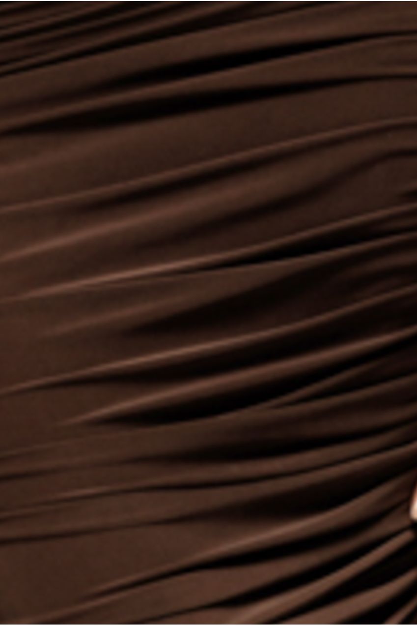 Goddiva Side Gathered Asymmetric Midi Skirt - Brown