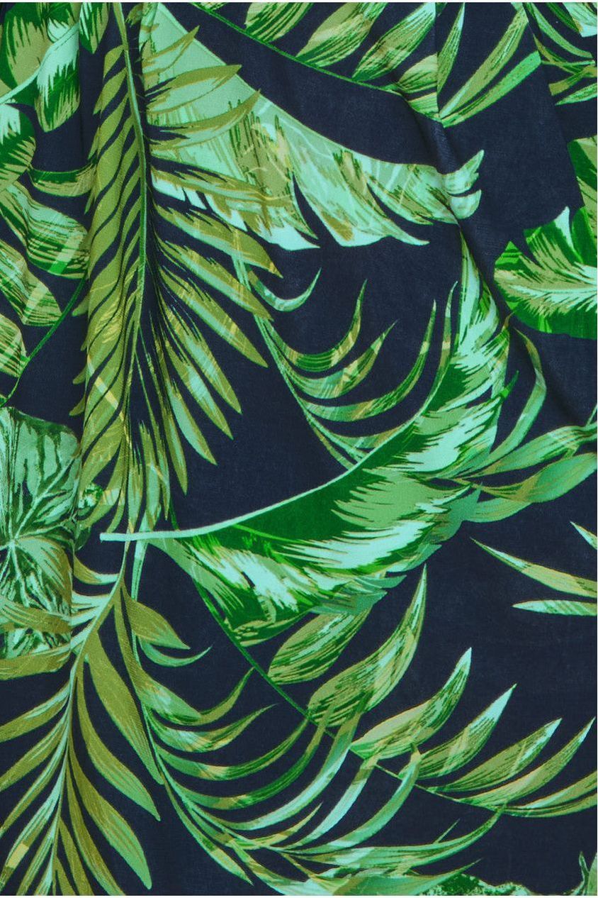 Goddiva Tropical Print Midi With Batwing Sleeves - Green