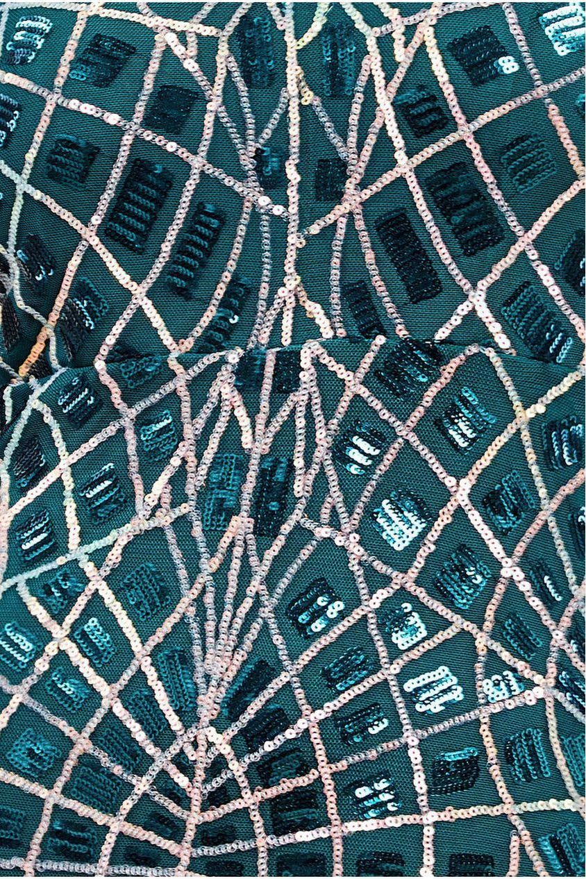 Goddiva Geo Sequin Long Sleeve Maxi Dress - Emerald