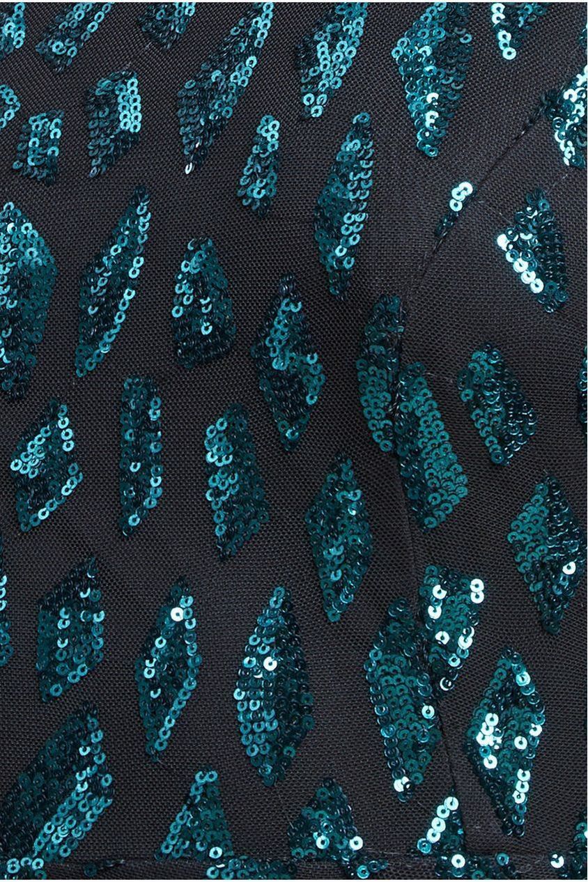 Goddiva Ombre Sequin Halter Maxi Thigh Split - Emerald Green