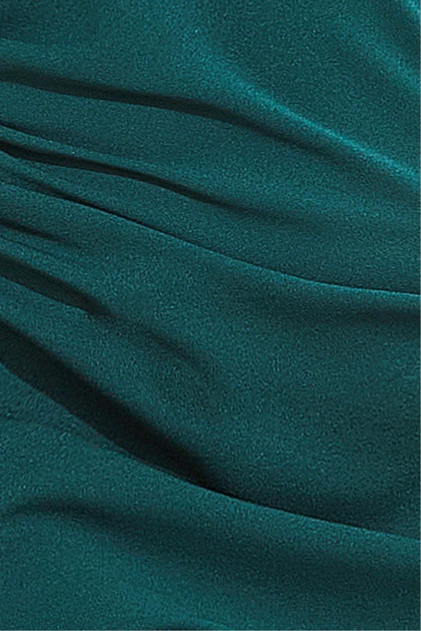 Goddiva One Shoulder Front Split Scuba Maxi - Emerald Green