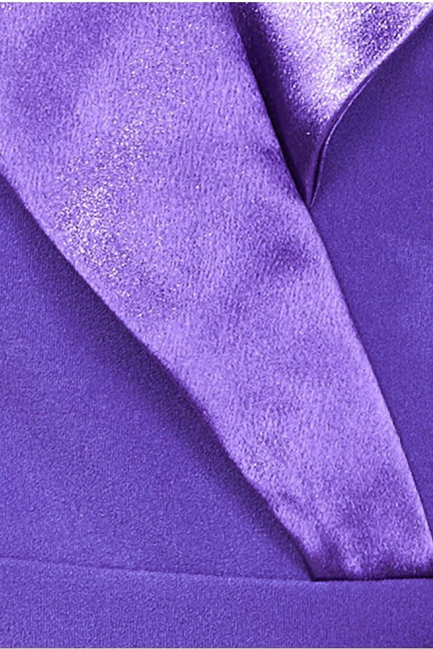 Goddiva Satin Collar Scuba Romper - Purple