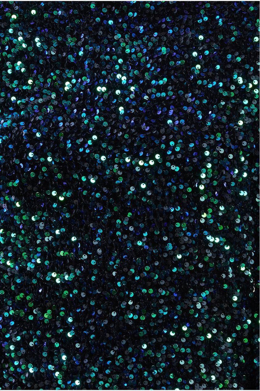 Goddiva Multi Sequin Velvet Sweater - Emerald Green