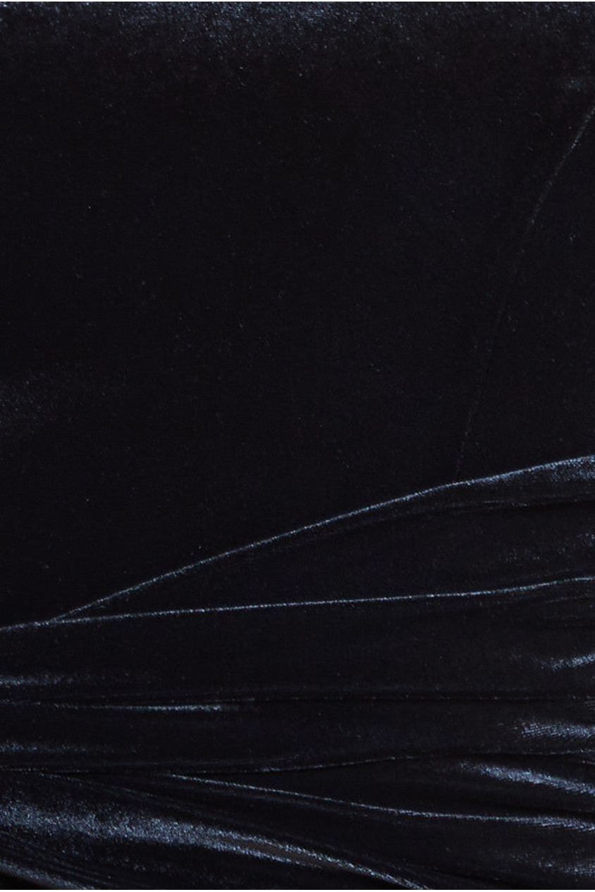 Goddiva Hotfix Diamante Sleeve Front Split Velvet Maxi Dress - Black