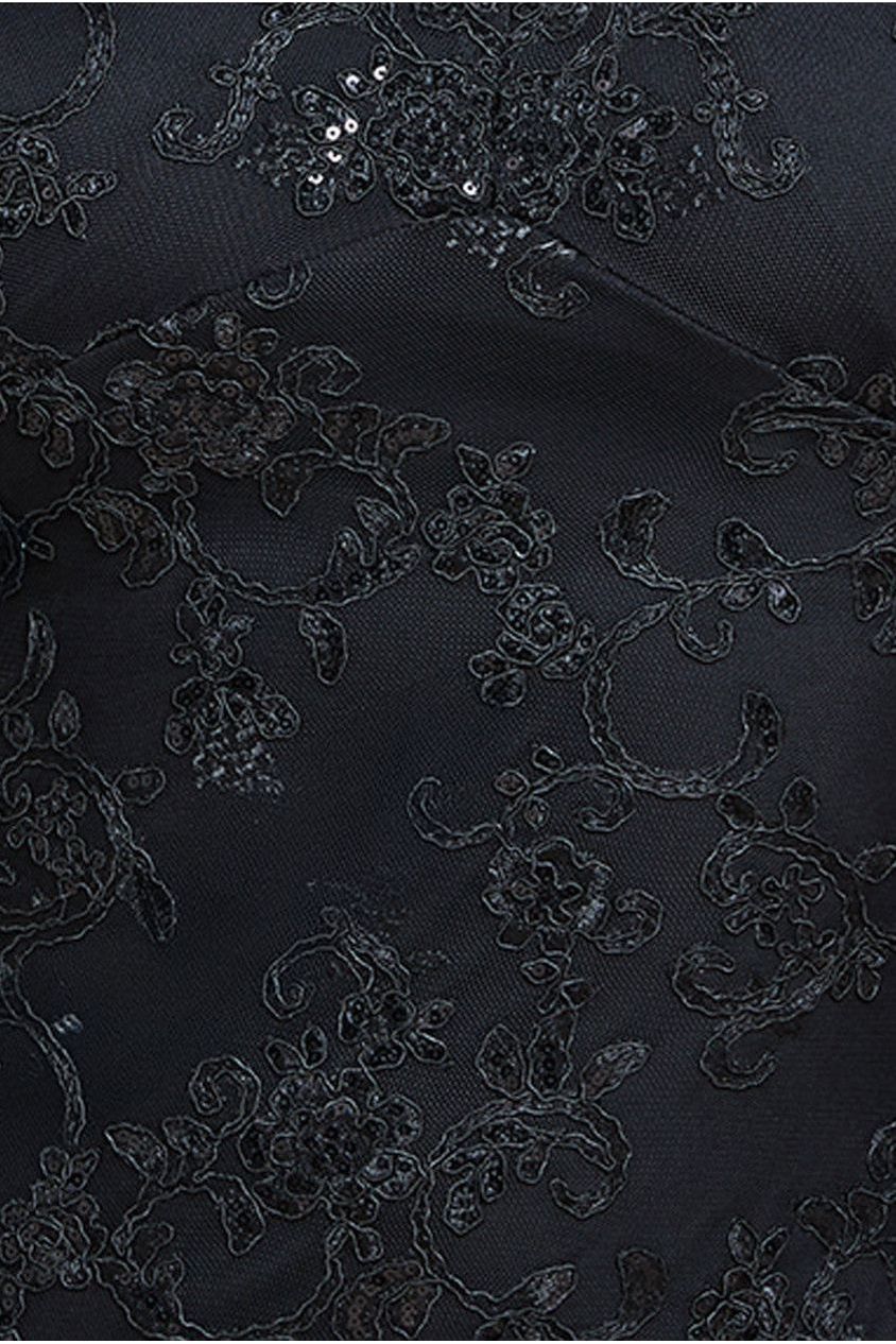 Goddiva Plus Scalloped Lace Maxi Dress - Black