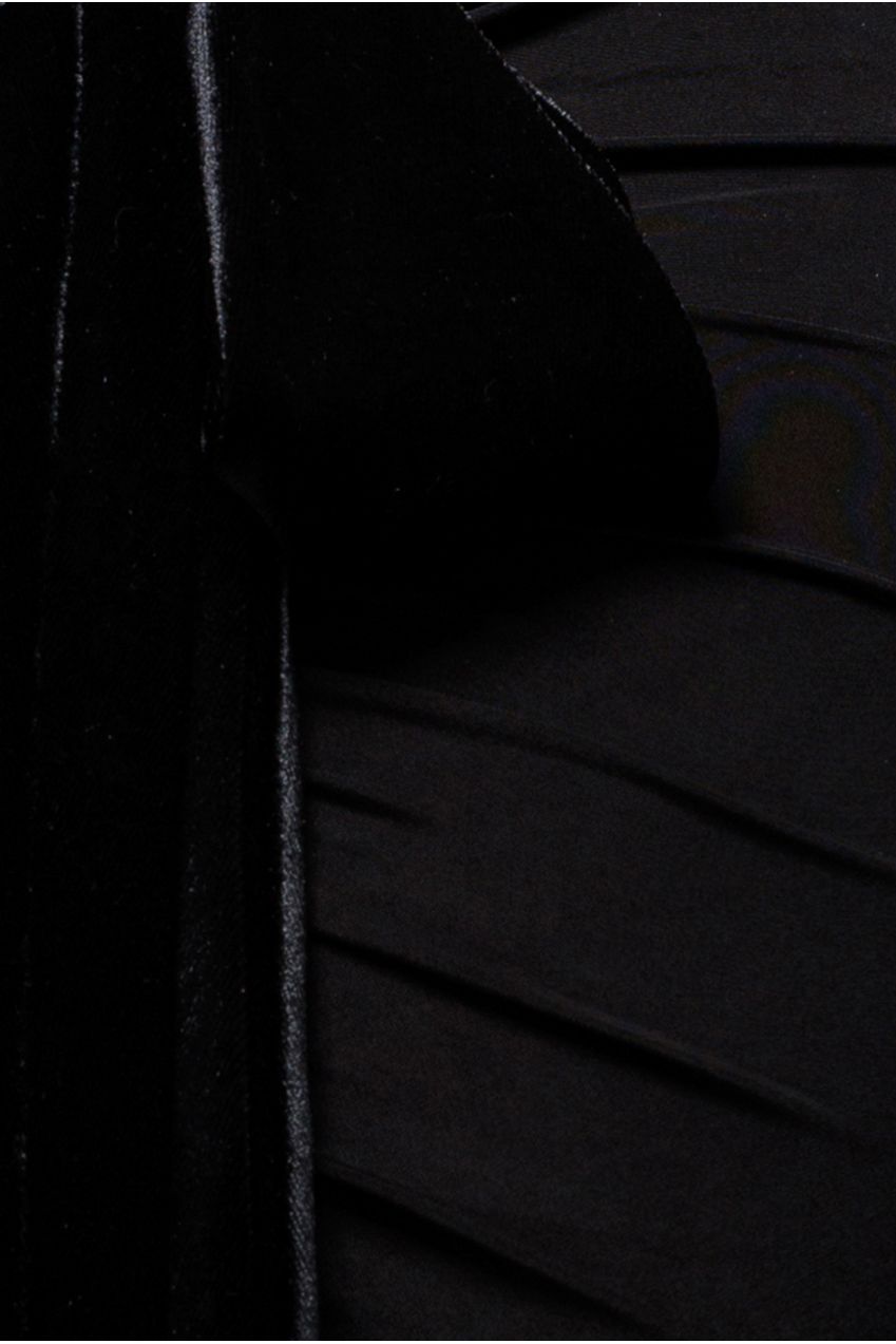 Goddiva Open Back Cowl Neck Gathered Maxi Dress With Velvet Tie Back - Black