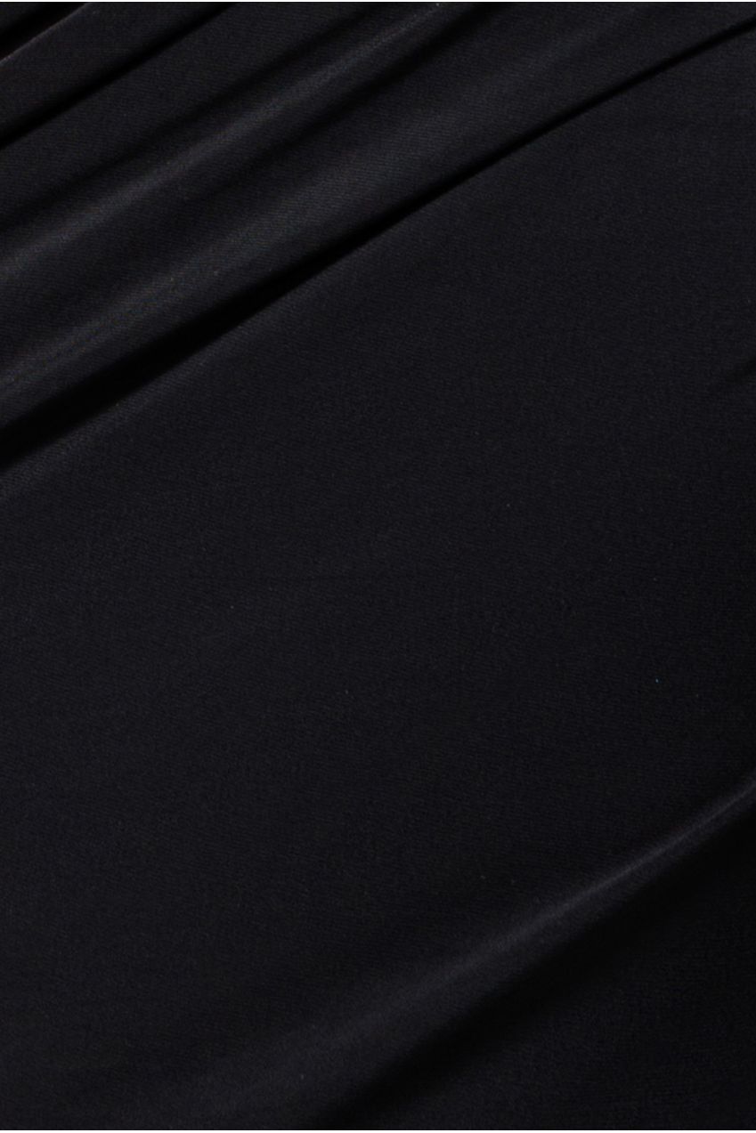 Goddiva Gathered Cowl Asymmetric Mesh And Soft Touch Maxi Dress - Black