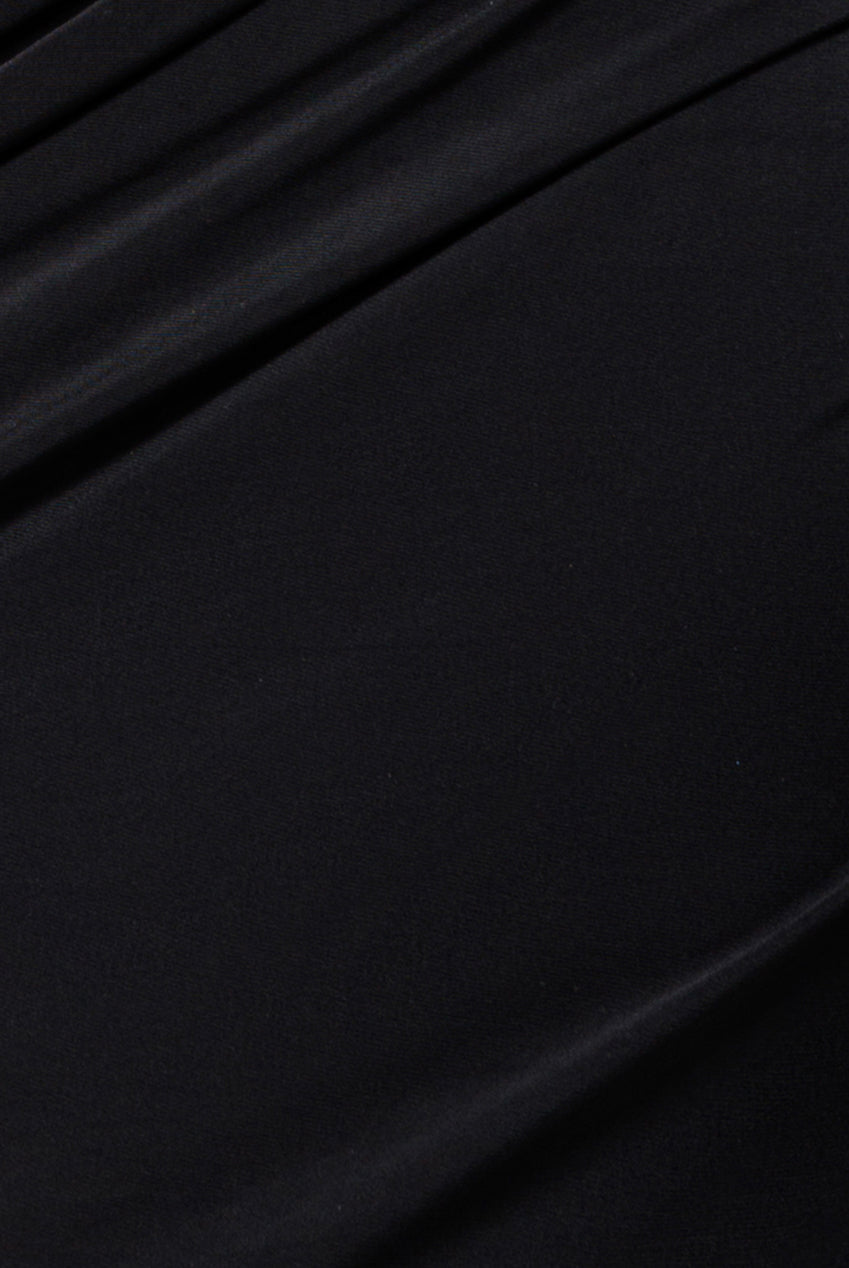 Goddiva Gathered Cowl Asymmetric Mesh And Soft Touch Maxi Dress - Black