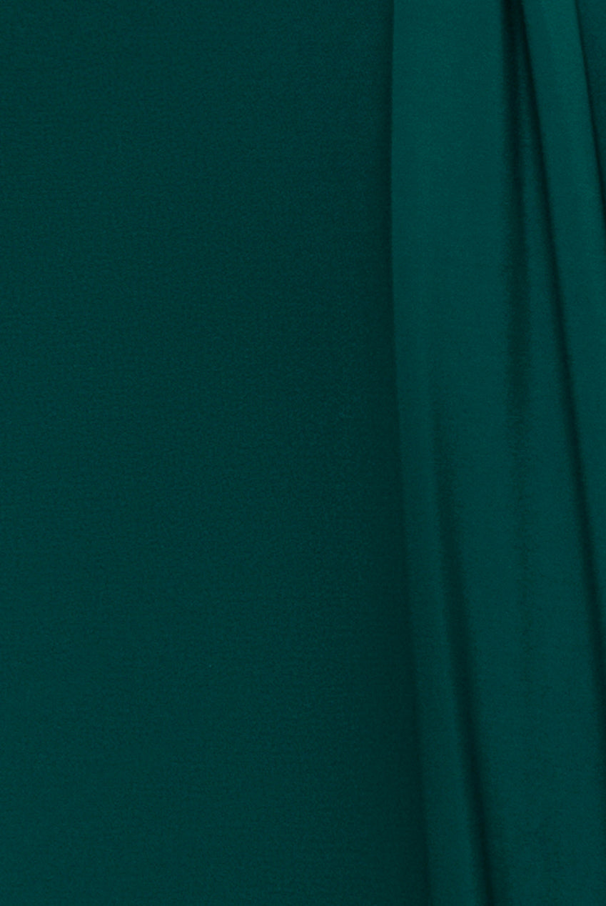 Goddiva Cowl Plunge Draped Mermaid Maxi Dress - Emerald Green