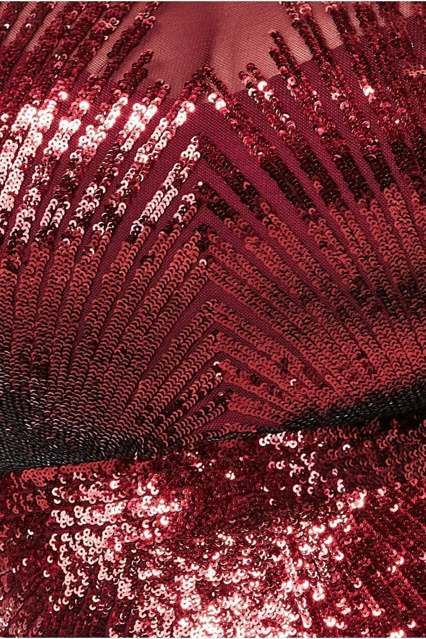 Goddiva Plus Shooting Star Sequin Maxi Dress - Wine