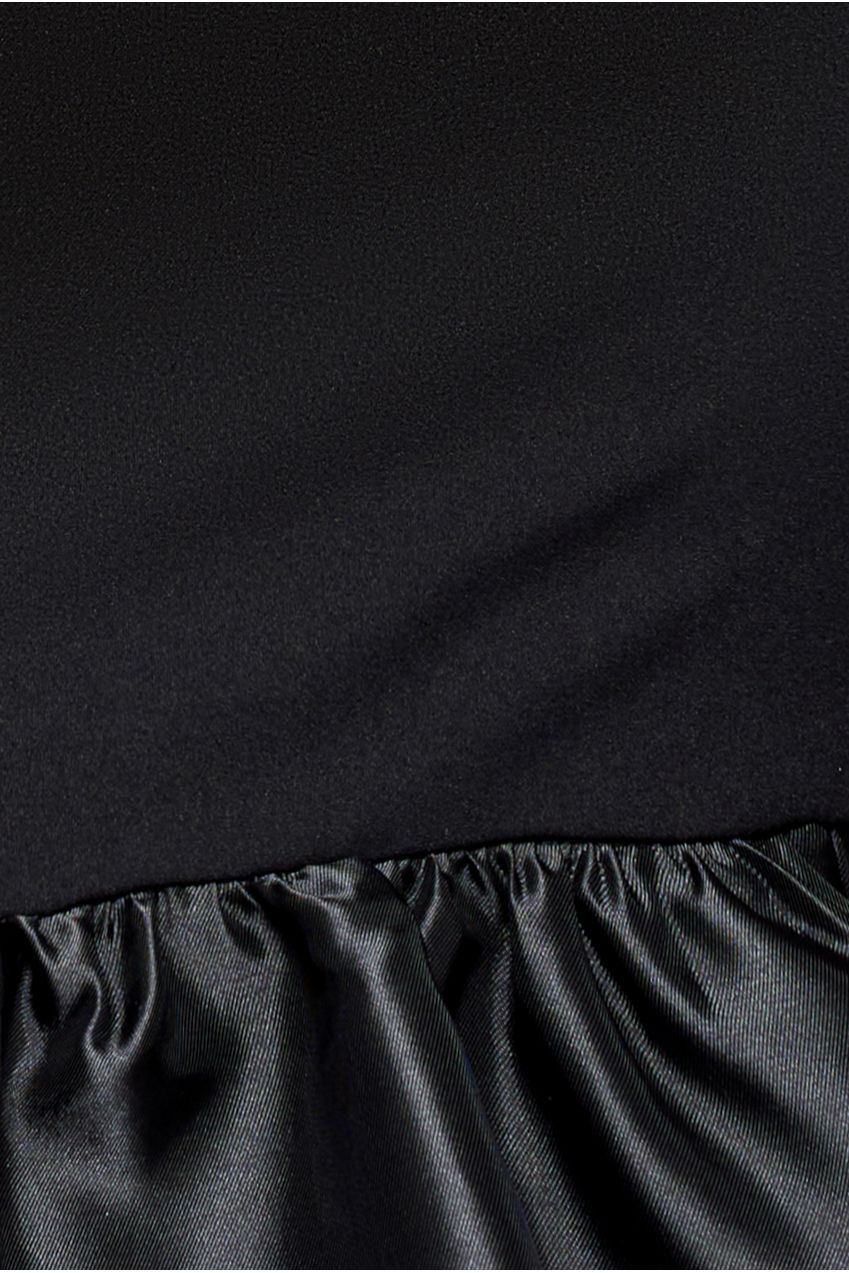 Goddiva Boat Neck Satin & Scuba Crepe Tiered Maxi Dress - Black