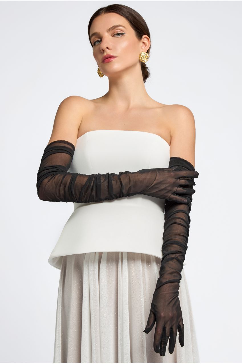 Goddiva Gathered Stretch Mesh Gloves