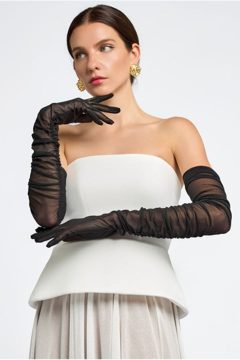 Goddiva Gathered Stretch Mesh Gloves