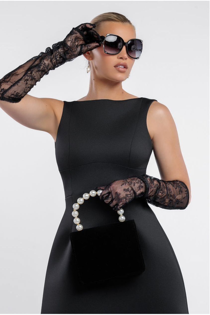 Goddiva Embroidered Mesh Gloves