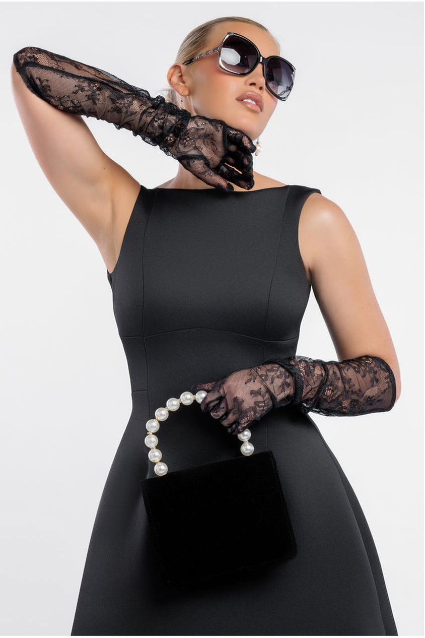 Goddiva Embroidered Mesh Gloves