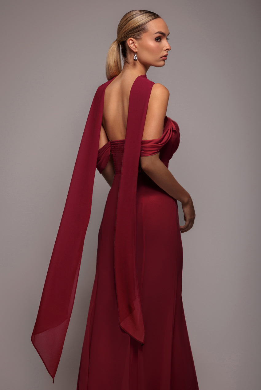 Goddiva Chiffon Scarf - Burgundy