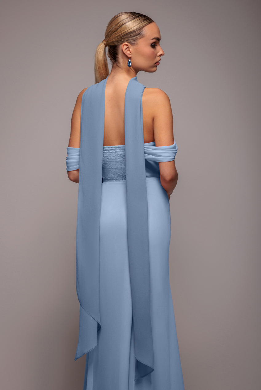 Goddiva Chiffon Scarf - Dusky Blue