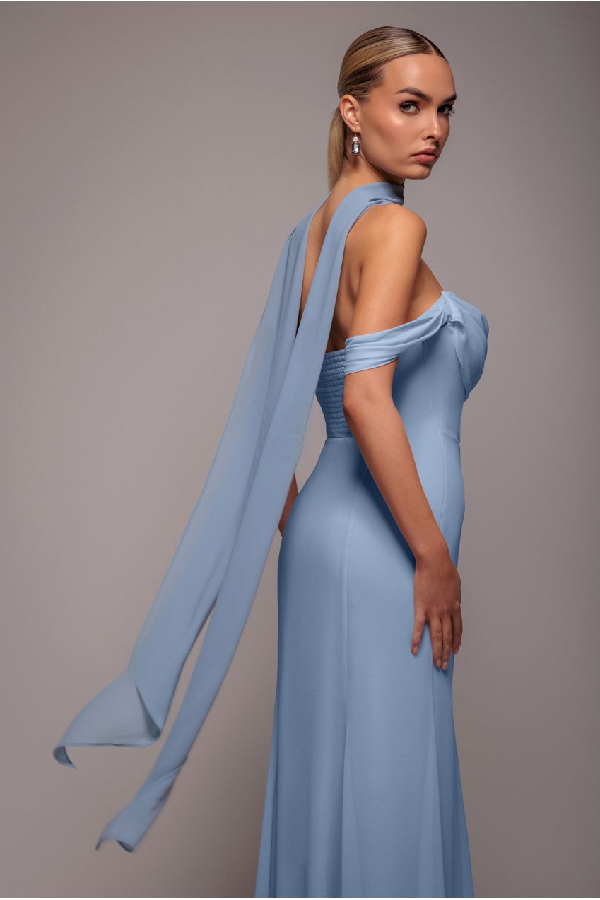 Goddiva Chiffon Scarf - Dusky Blue