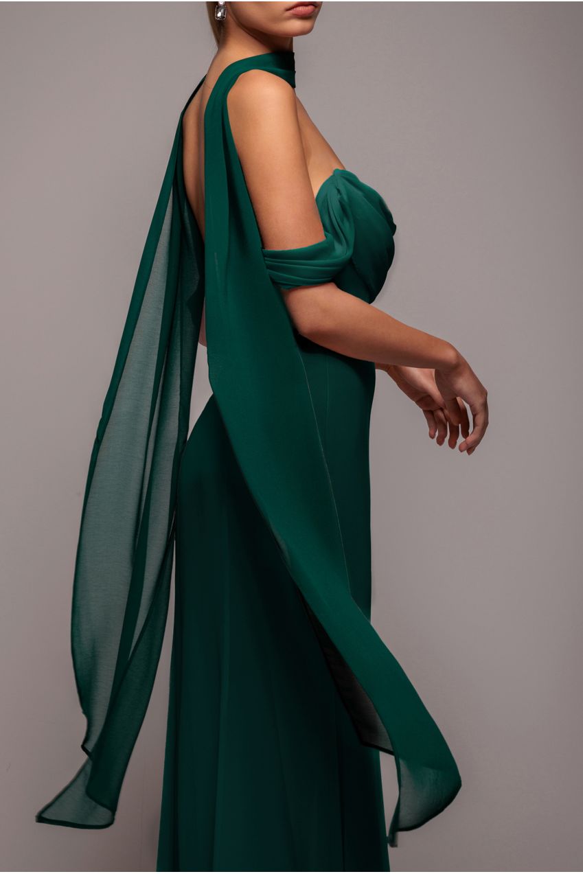 Goddiva Chiffon Scarf - Emerald Green