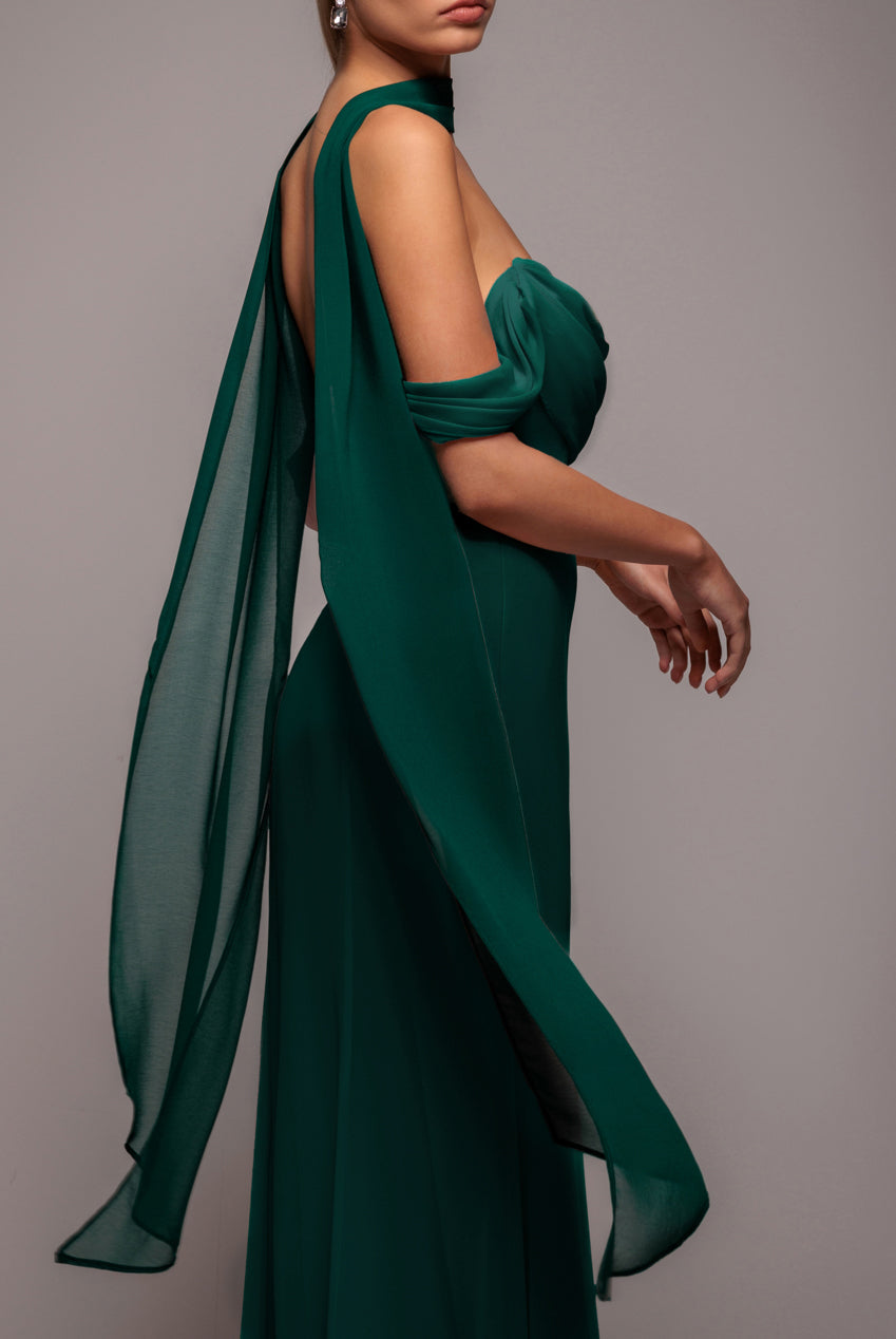 Goddiva Chiffon Scarf - Emerald Green