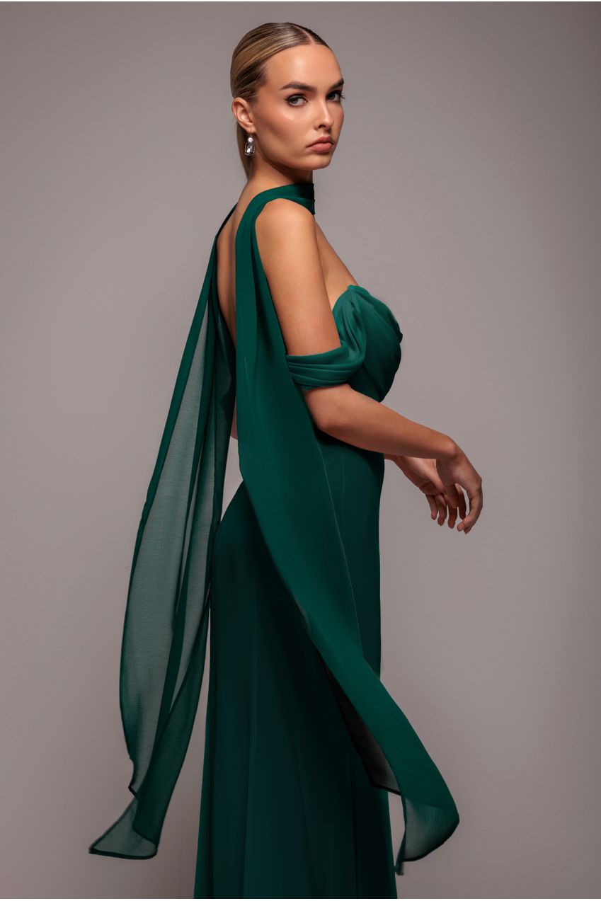 Goddiva Chiffon Scarf - Emerald Green