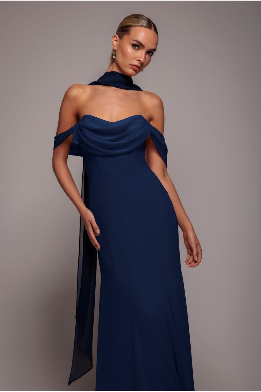 Goddiva Chiffon Scarf - Navy Blue