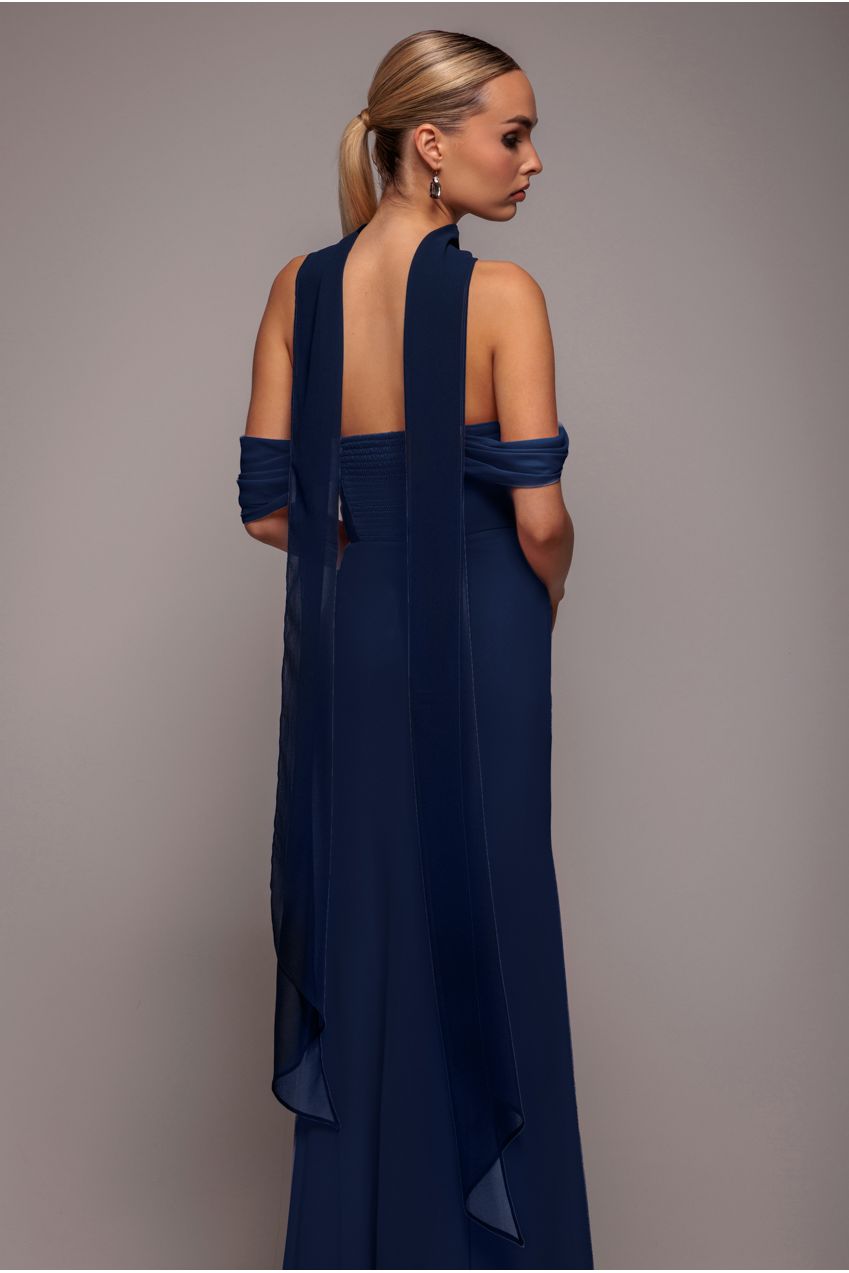 Goddiva Chiffon Scarf - Navy Blue