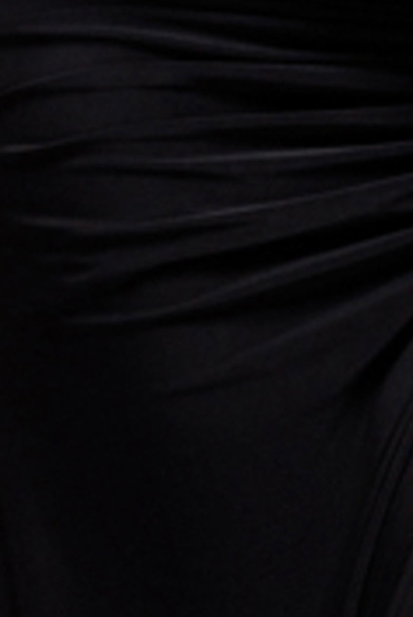 Goddiva Plain Mesh Long Sleeve Scuba Crepe Peplum Top - Black