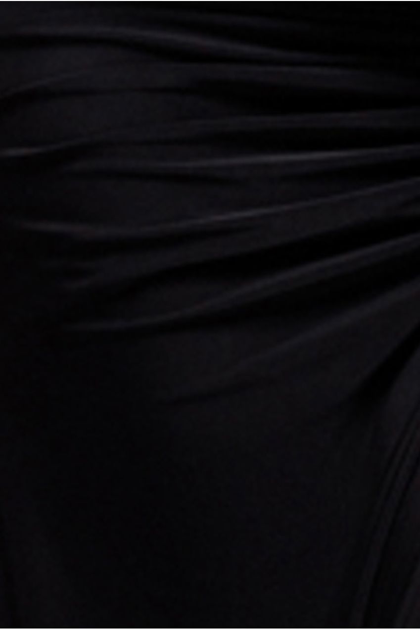 Goddiva Plain Mesh Long Sleeve Scuba Crepe Peplum Top - Black