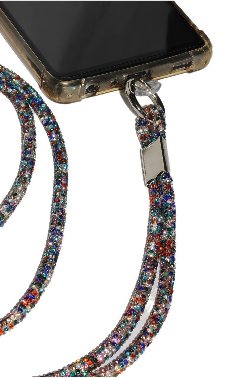Goddiva Accessories Embellished Phone Strap - Blue Mix