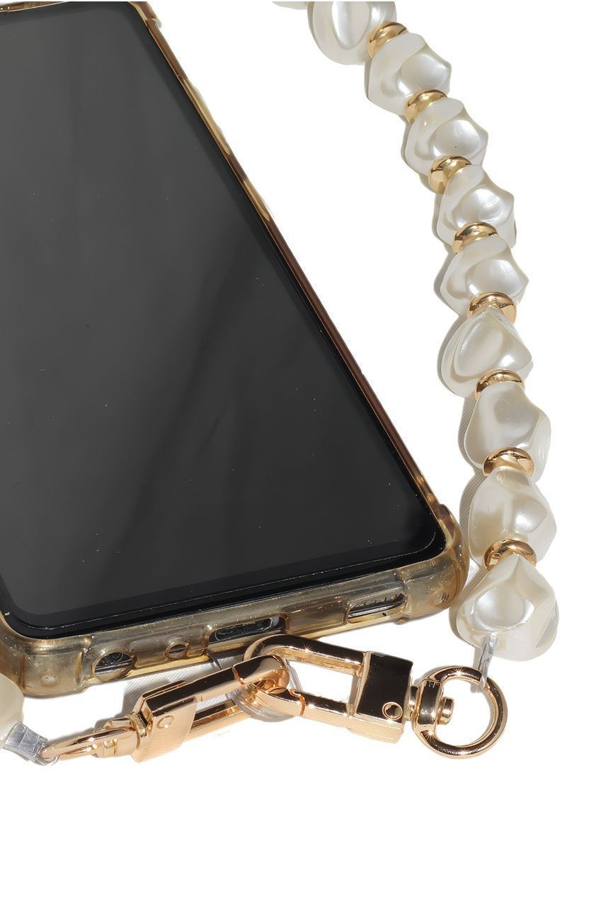 Goddiva Accessories Pearl Barok Phone Strap - White