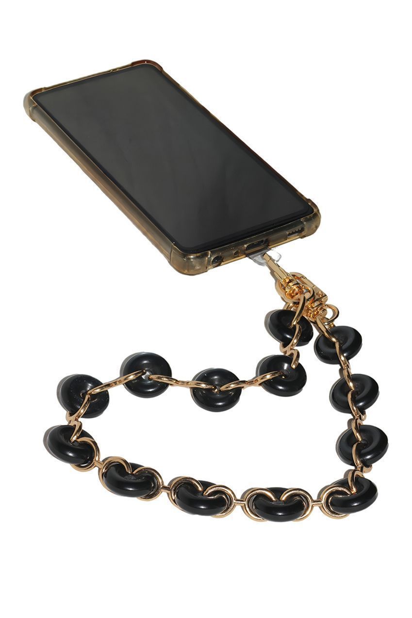 Goddiva Accessories Acrylic Metal Chain Phone Strap - Black