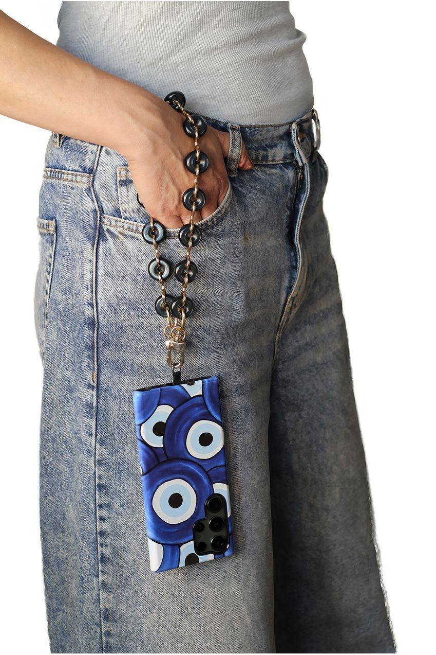 Goddiva Accessories Acrylic Metal Chain Phone Strap - Black