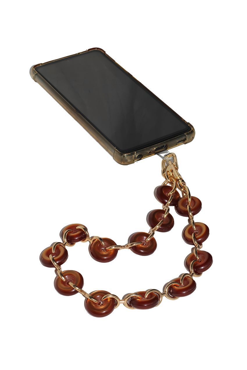 Goddiva Accessories Acrylic Metal Chain Phone Strap - Brown