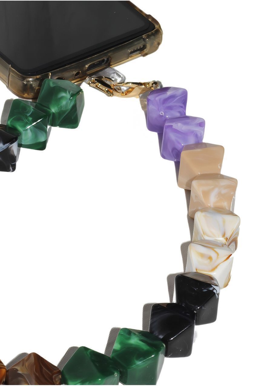 Goddiva Accessories Acrylic Rhombohedral Crystal Phone Strap - Multicolour Green