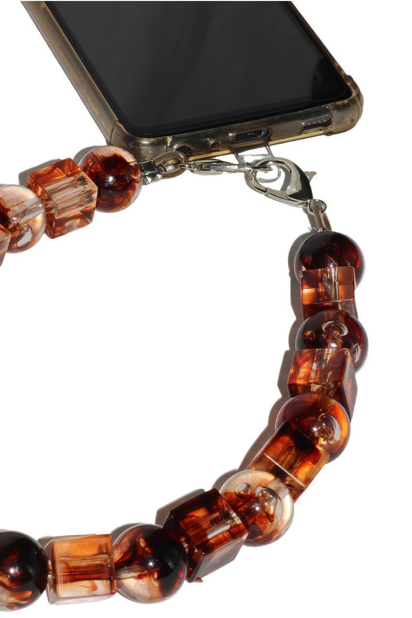 Goddiva Accessories Square & Ball Style Acrylic Phone Strap - Brown & Yellow