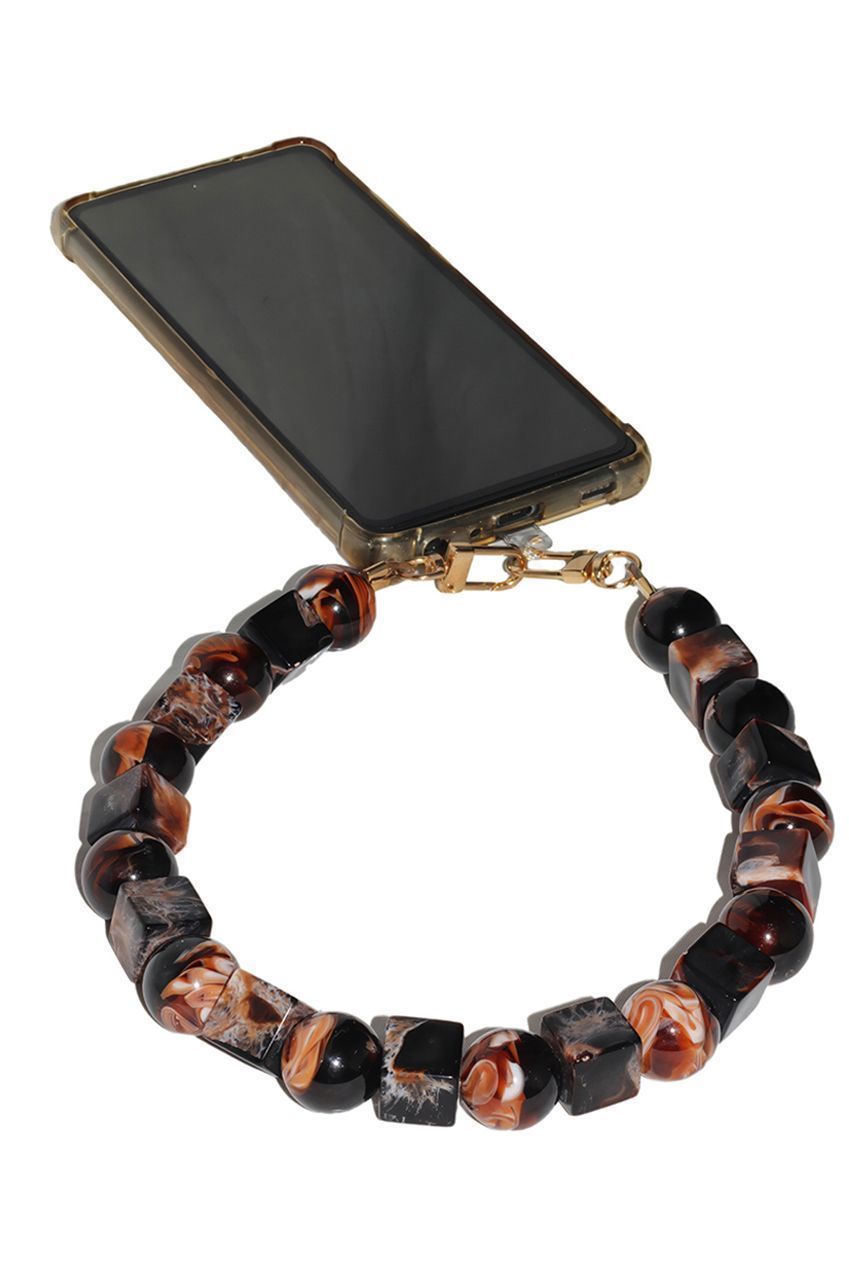 Goddiva Accessories Square & Ball Style Acrylic Phone Strap - Black & Brown
