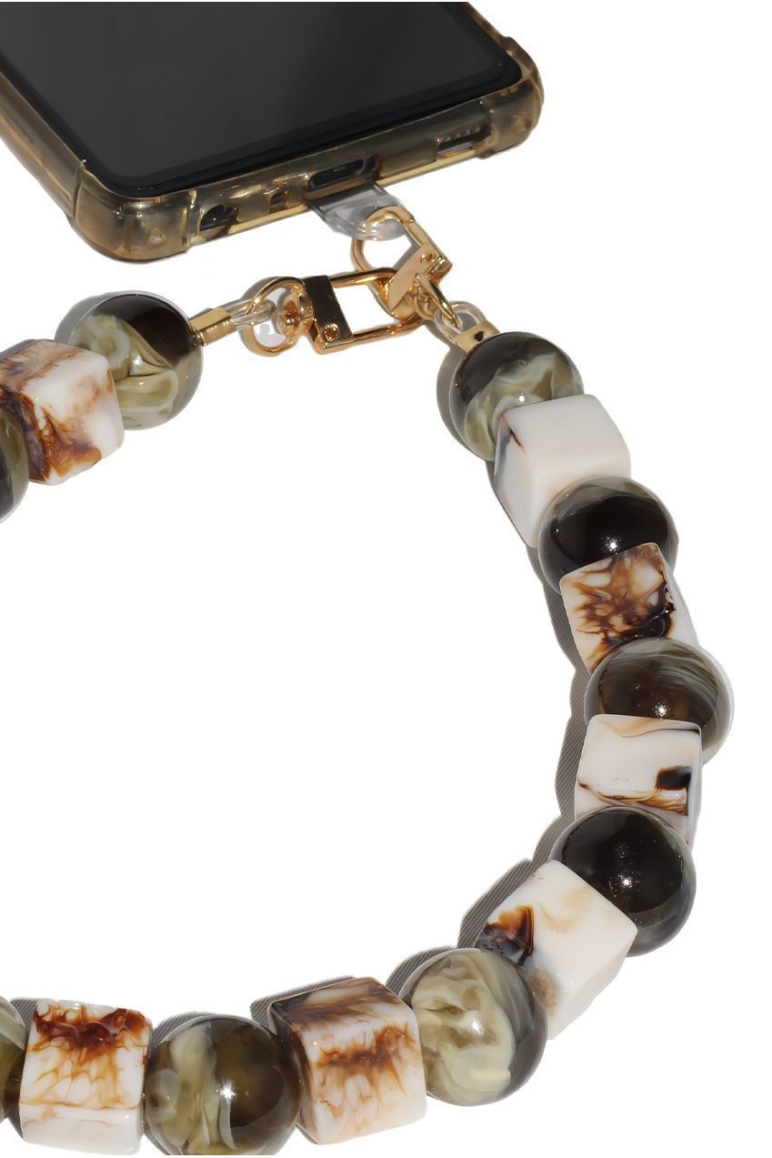 Goddiva Accessories Square & Ball Style Acrylic Phone Strap - Green & White