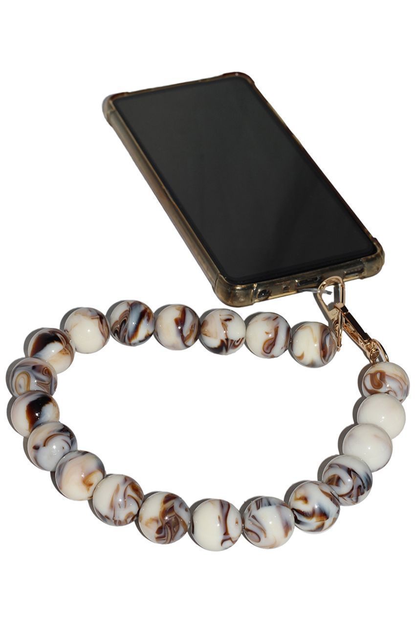 Goddiva Accessories Acrylic Ball Phone Strap - White Marble