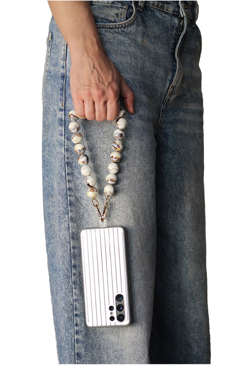 Goddiva Accessories Acrylic Ball Phone Strap - White Marble