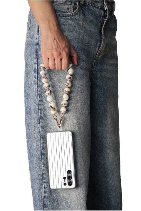 Goddiva Accessories Acrylic Ball Phone Strap - White Marble