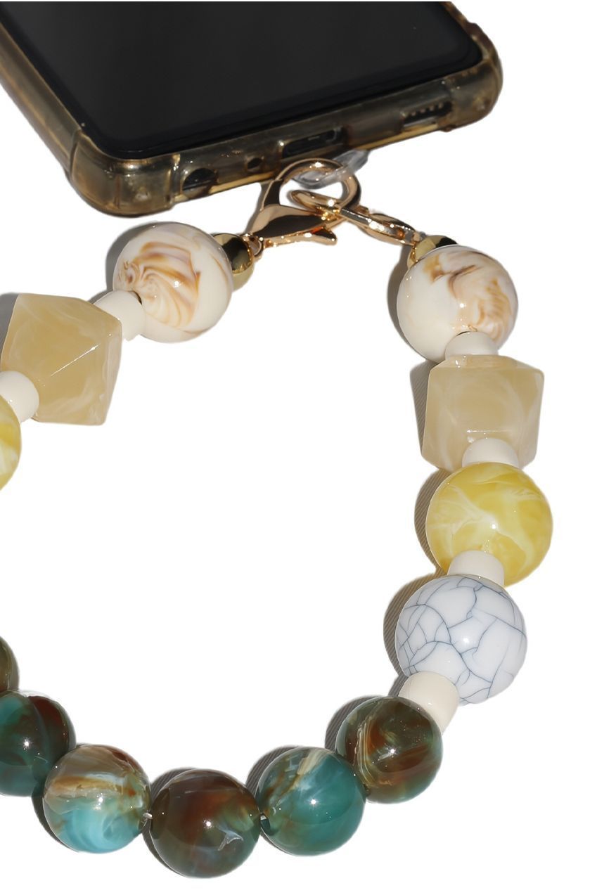 Goddiva Accessories Acrylic Rhombohedral Crystal & Ball Phone Strap - Multicolour